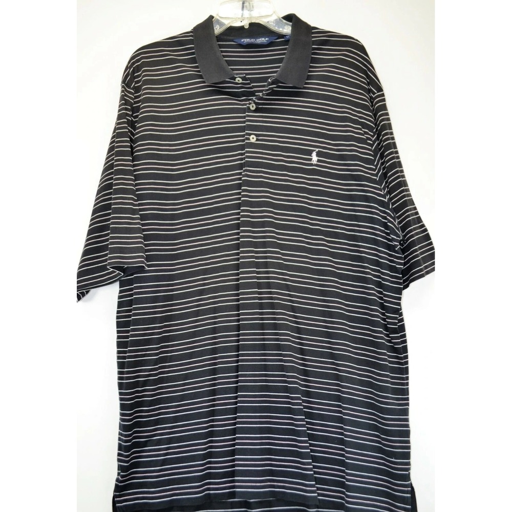 Polo Golf Ralph Lauren Men's Black Striped XL "Isleworth" Golf Polo (F2)